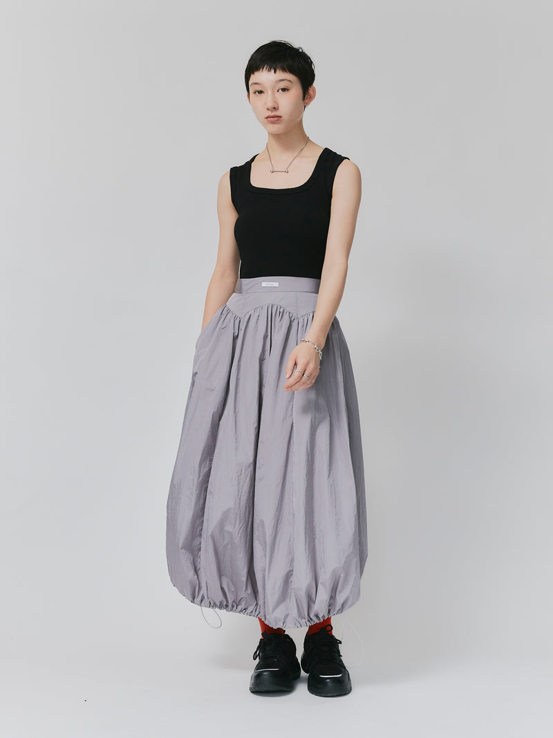 NYLON BALLOON SKIRT / GRAY