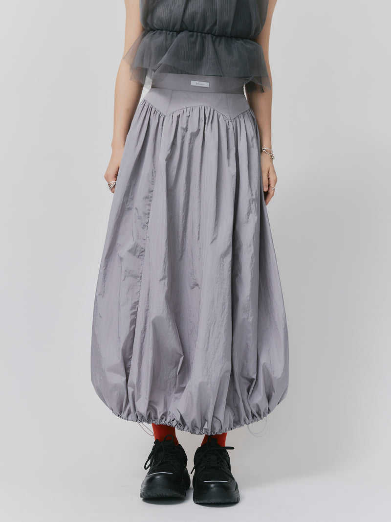 NYLON BALLOON SKIRT / GRAY