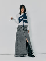 LAYERED DENIM SKIRT