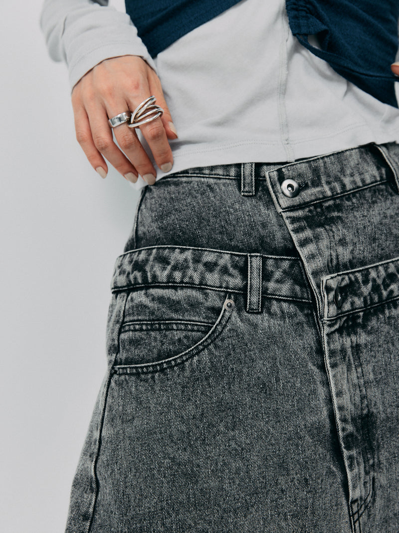 LAYERED DENIM SKIRT