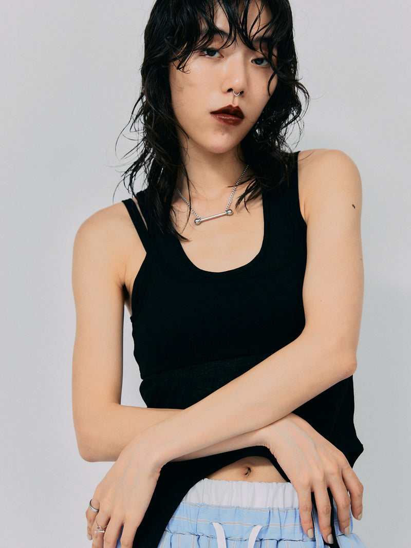 LAYERED TANK TOP / BLACK