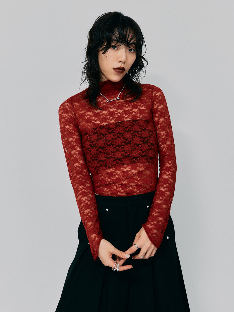 LACE BODY SUIT / RED