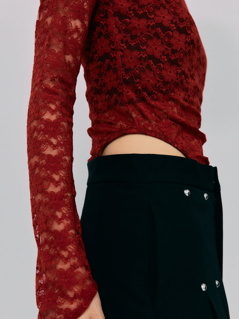 LACE BODY SUIT / RED