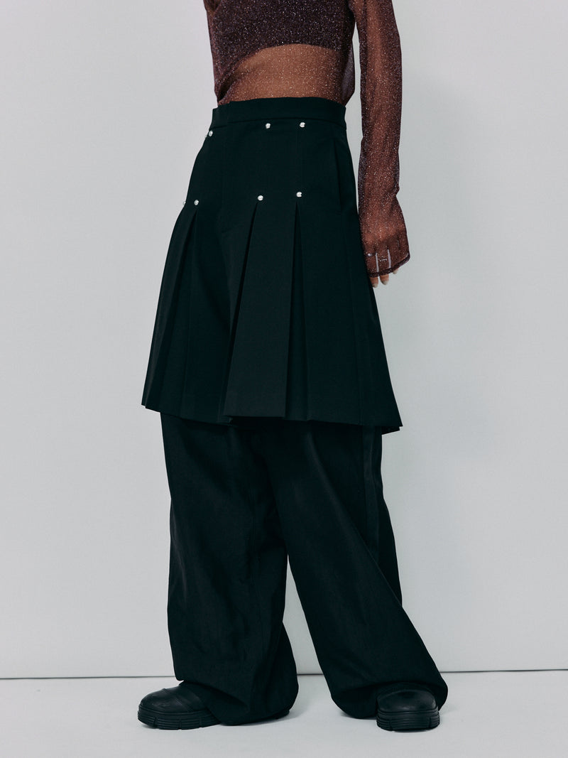 PLEATS HALF PANTS＿BLACK