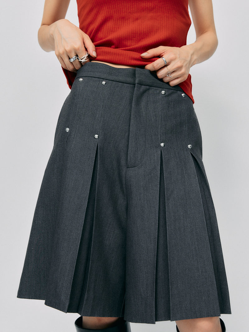 PLEATS HALF PANTS＿GRAY