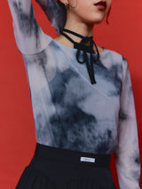 PATTERN SHEER TOPS＿GRAY