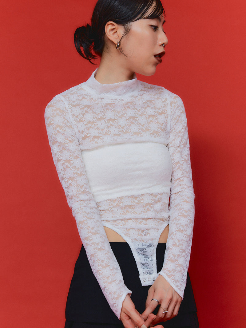 LACE BODY SUIT / WHITE