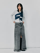 LAYERED DENIM SKIRT