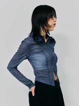 SHEER ZIP TOPS / BLUE