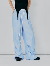 LAYERED TUCK PANTS / BLUE