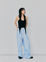 LAYERED TUCK PANTS / BLUE