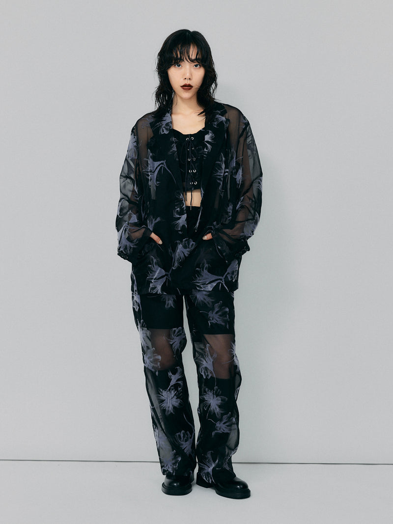 ORGANDY SHEER JACKET＿BLACK