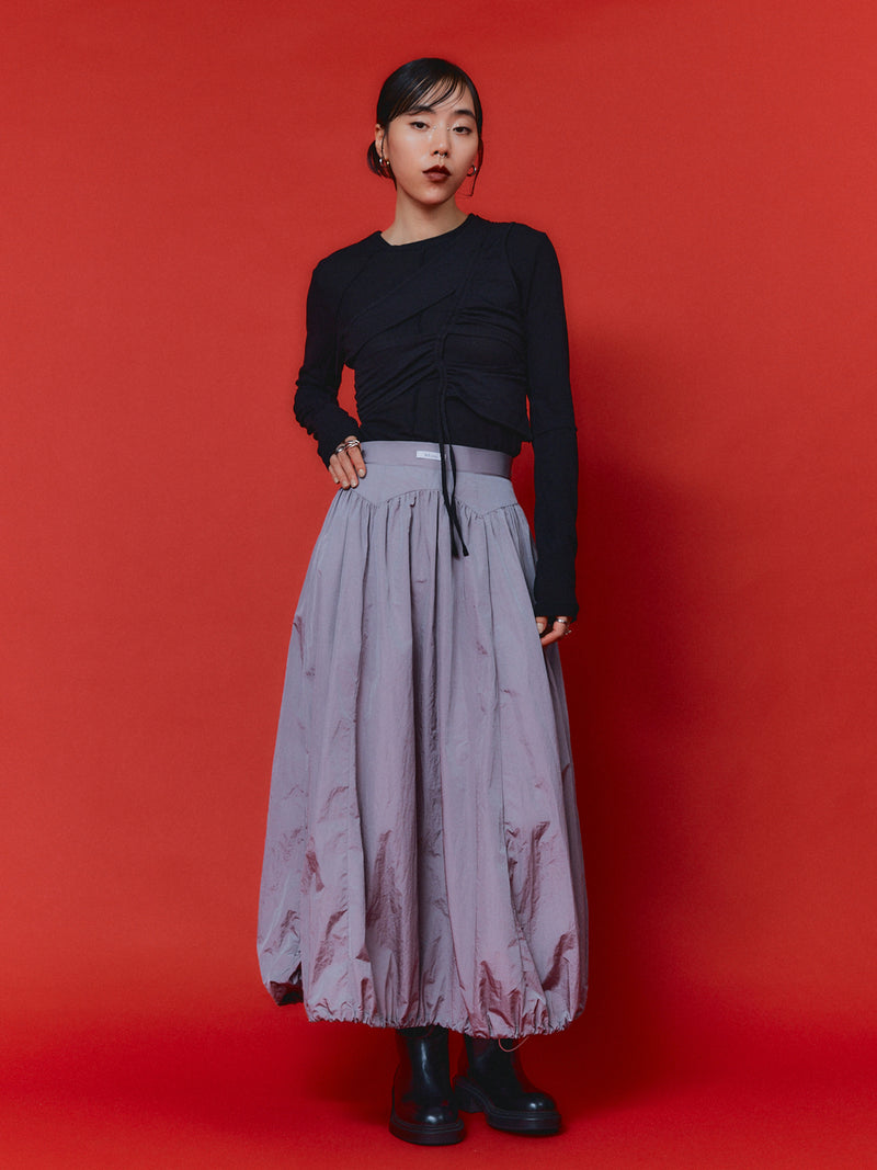 NYLON BALLOON SKIRT / GRAY