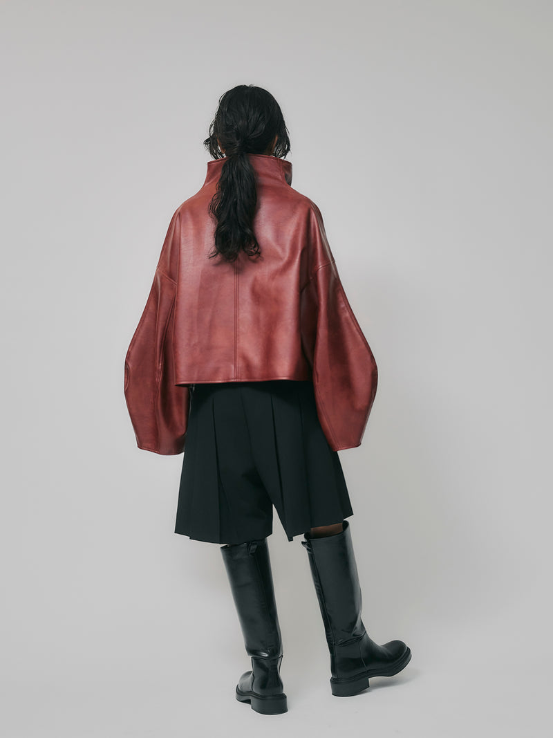 【予約商品】HIGH NECK SHORT LEATHER COAT