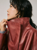 【予約商品】HIGH NECK SHORT LEATHER COAT