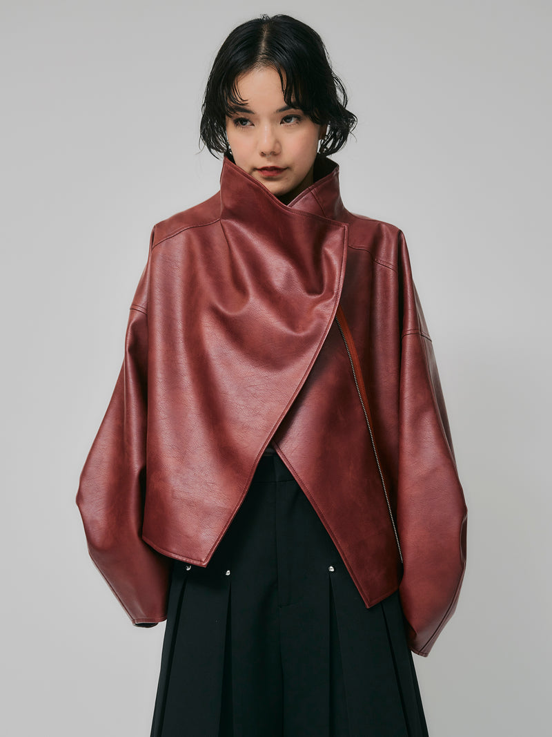 【予約商品】HIGH NECK SHORT LEATHER COAT