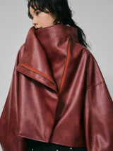 【予約商品】HIGH NECK SHORT LEATHER COAT