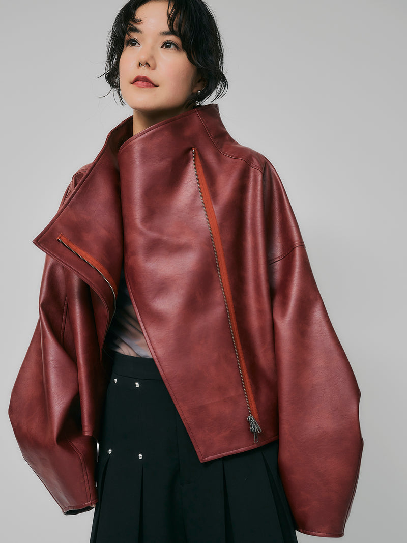 【予約商品】HIGH NECK SHORT LEATHER COAT