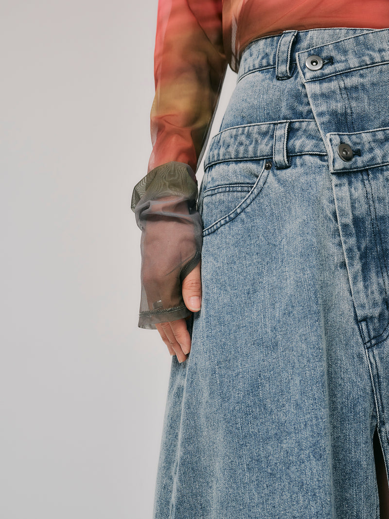 LAYERED DENIM SKIRT