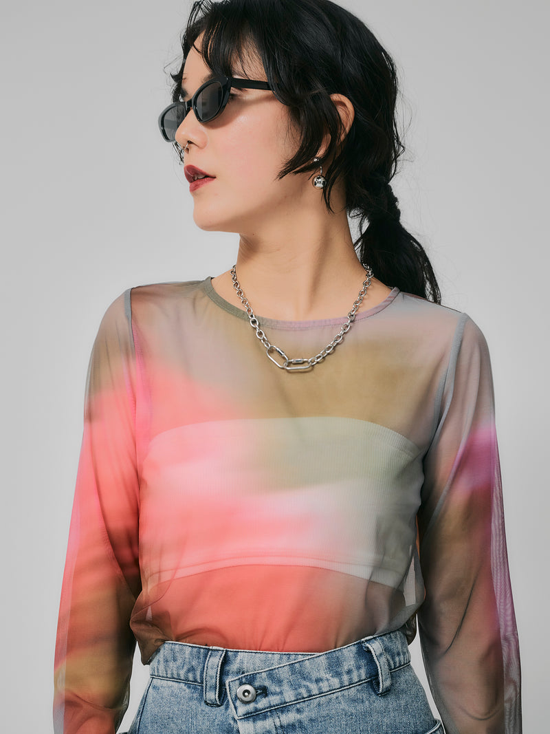 【ALL GOOD FLOWERS × led.tokyo】PATTERN SHEER TOPS