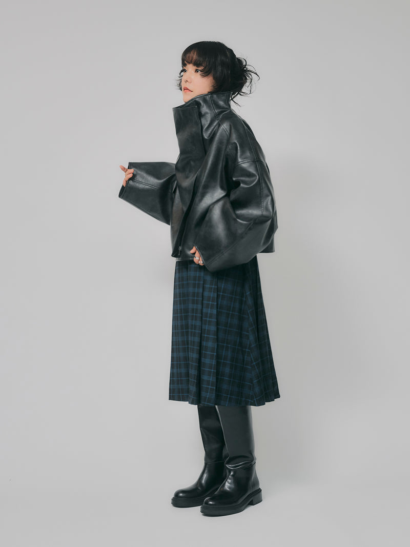 【予約商品】HIGH NECK SHORT LEATHER COAT