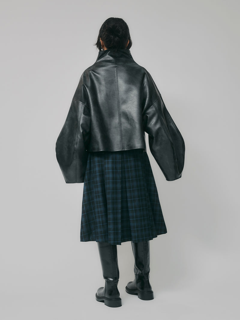 【予約商品】HIGH NECK SHORT LEATHER COAT