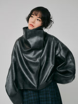 【予約商品】HIGH NECK SHORT LEATHER COAT