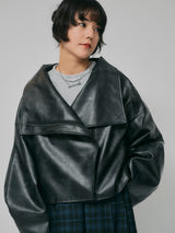 【予約商品】HIGH NECK SHORT LEATHER COAT