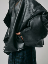 【予約商品】HIGH NECK SHORT LEATHER COAT