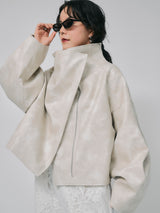 【予約商品】HIGH NECK SHORT LEATHER COAT