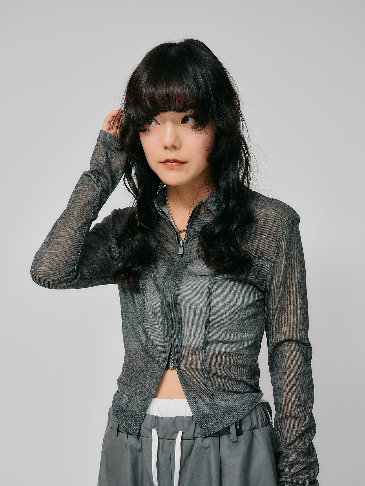 SHEER ZIP TOPS / BLACK – led-tokyo│レッドトーキョー