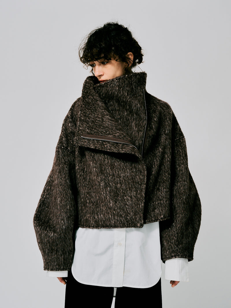 HIGH NECK SHORT SHAGGY COAT