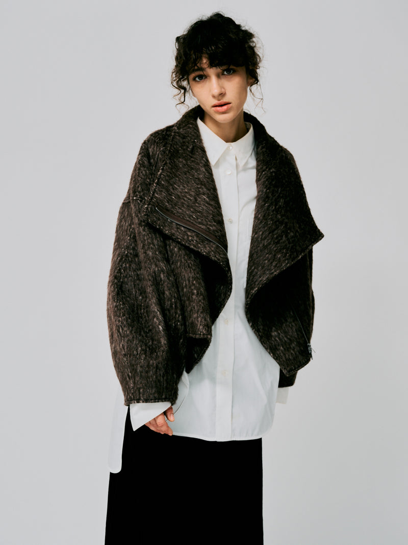 HIGH NECK SHORT SHAGGY COAT