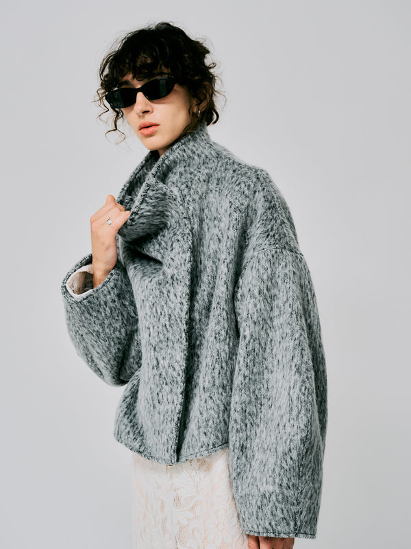 HIGH NECK SHORT SHAGGY COAT