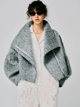 HIGH NECK SHORT SHAGGY COAT