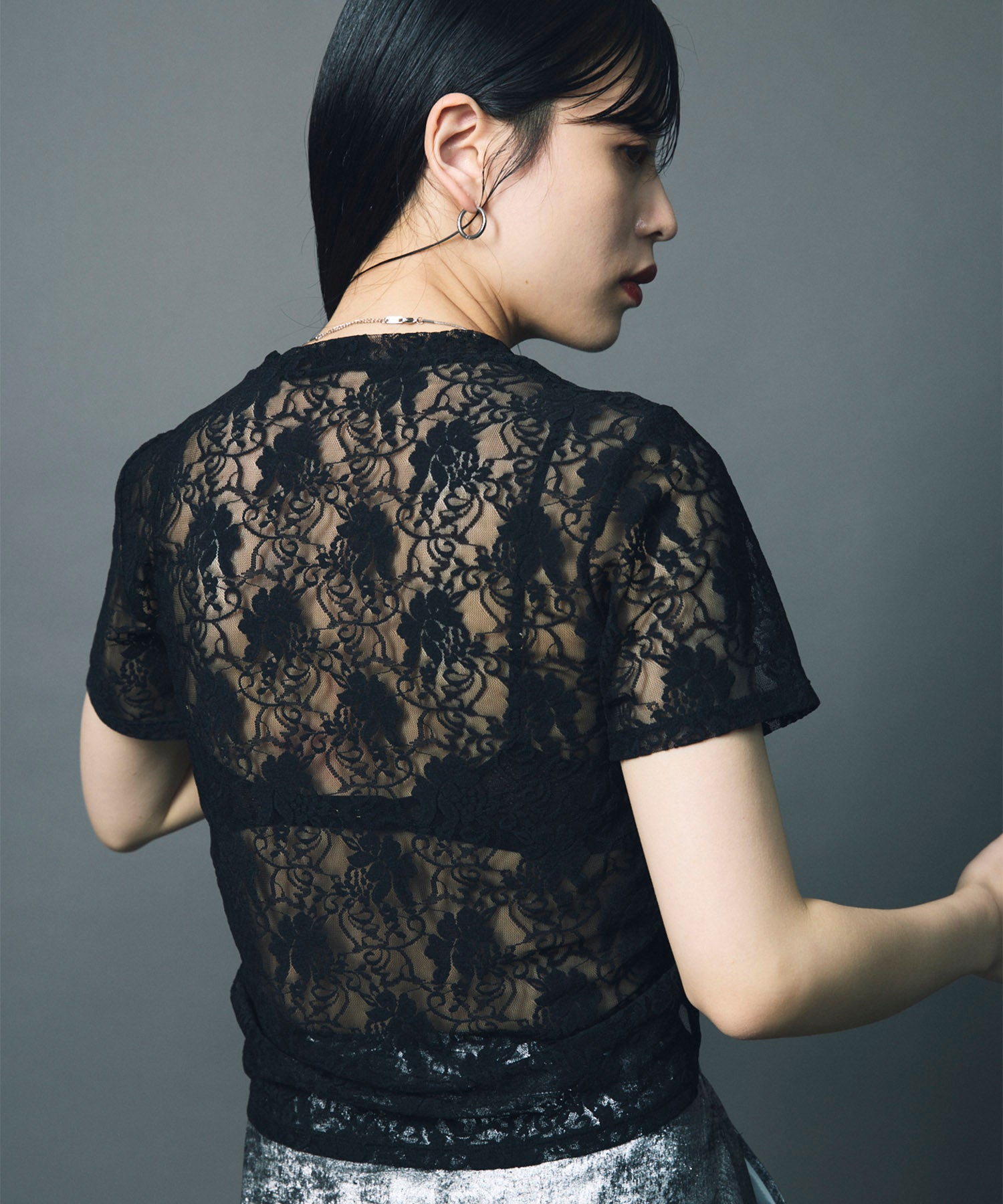 トップス Lace Shirring Tops led.tokyo tシャツ 「led.tokyo」LACE SHIRRING TOPS/レース