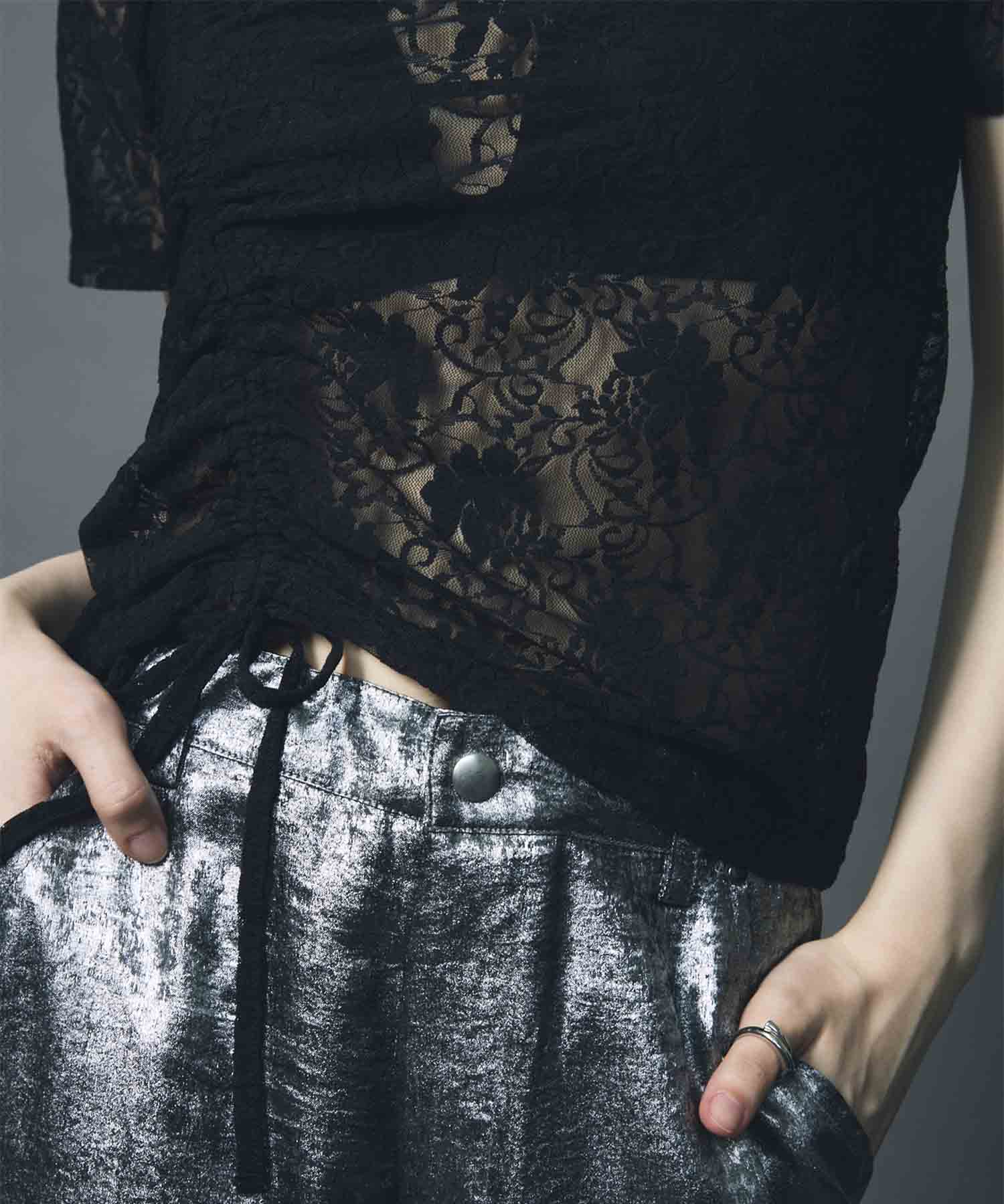 トップス Lace Shirring Tops LACE SHIRRING TOPS / BLACK – led-tokyo│レッドトーキョー