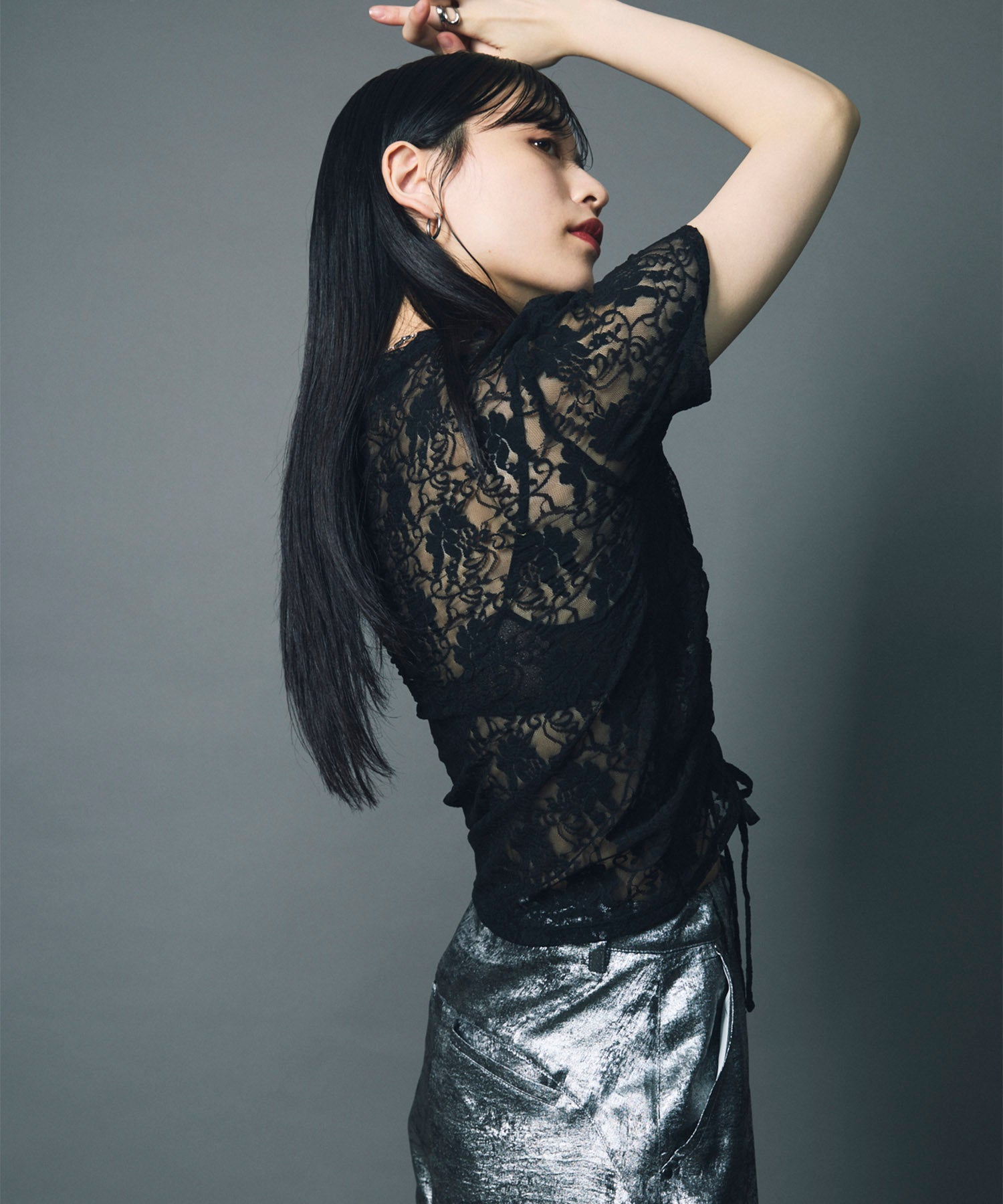 トップス Lace Shirring Tops LACE SHIRRING TOPS / BLACK – led-tokyo│レッドトーキョー