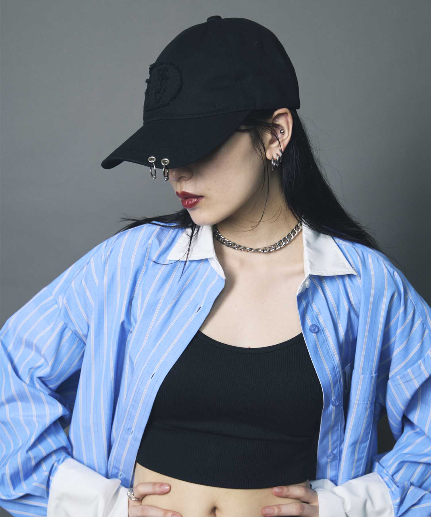 led.logo pierce cap / BLACK