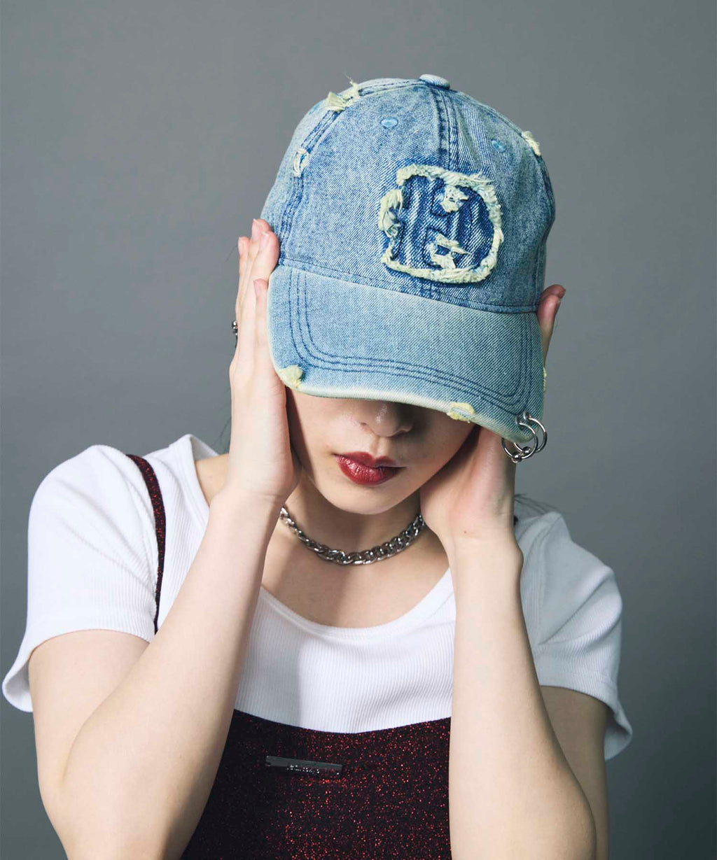 led.logo pierce cap / INDIGO – led-tokyo│レッドトーキョー