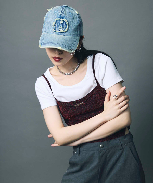 led.logo pierce cap / INDIGO