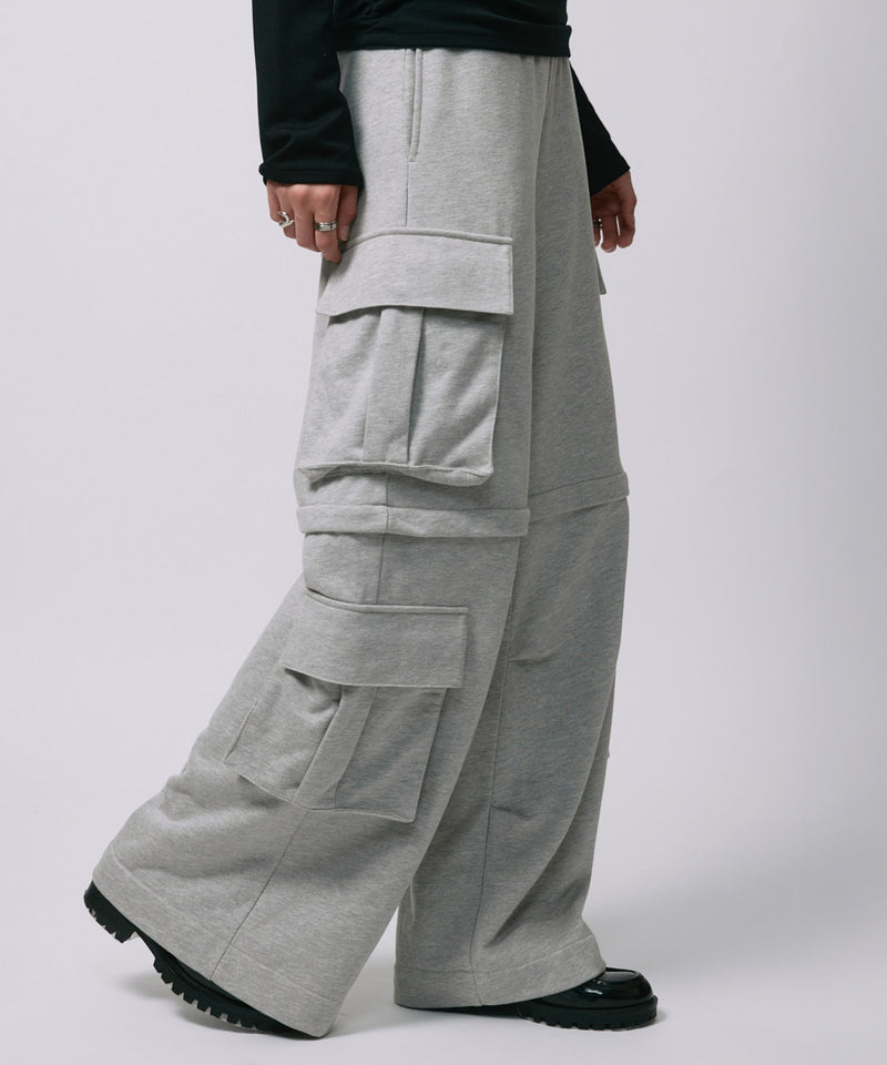 ZIP SWEAT CARGO PANTS / GRAY