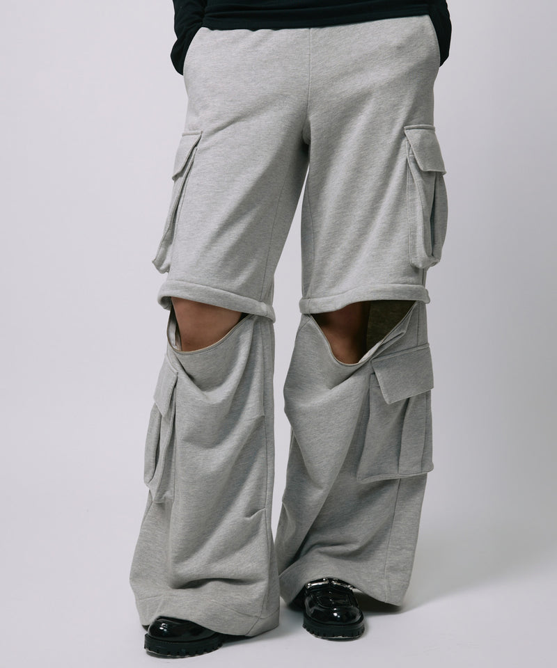 ZIP SWEAT CARGO PANTS / BLACK
