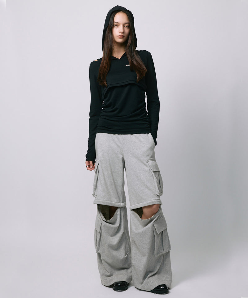ZIP SWEAT CARGO PANTS / GRAY