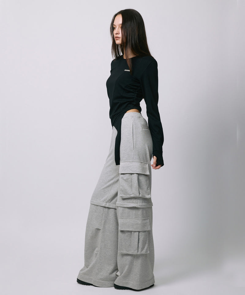 ZIP SWEAT CARGO PANTS / GRAY