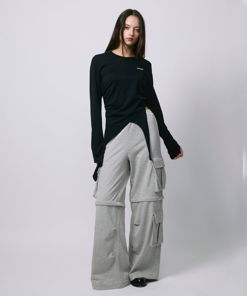 ZIP SWEAT CARGO PANTS / GRAY