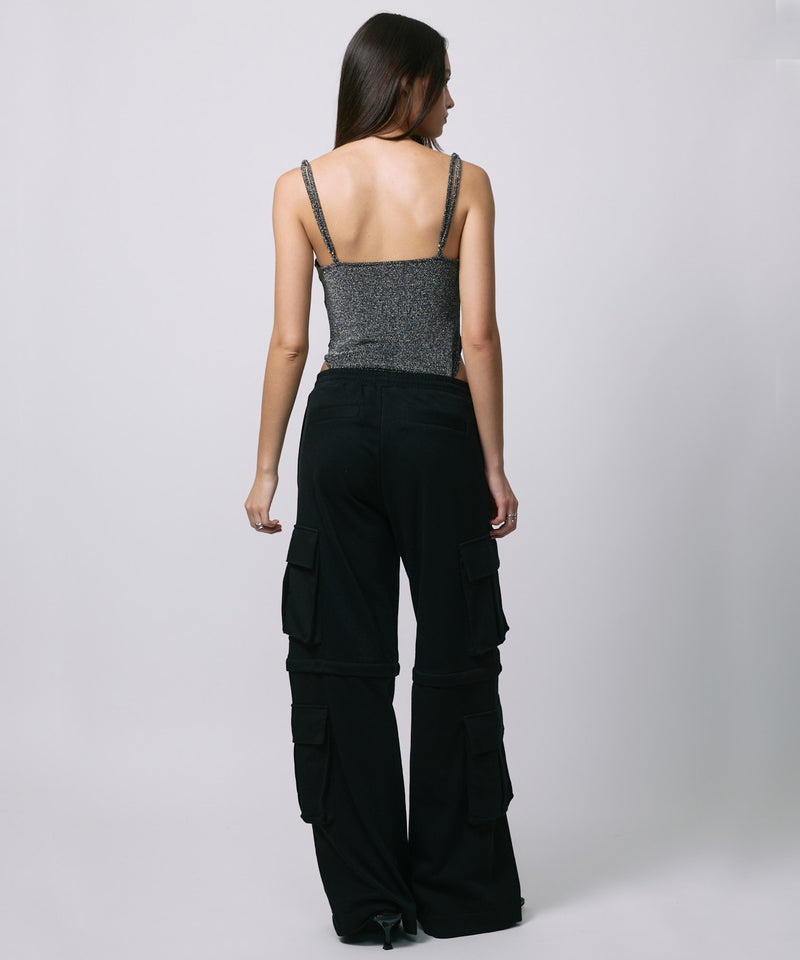 ZIP SWEAT CARGO PANTS / BLACK