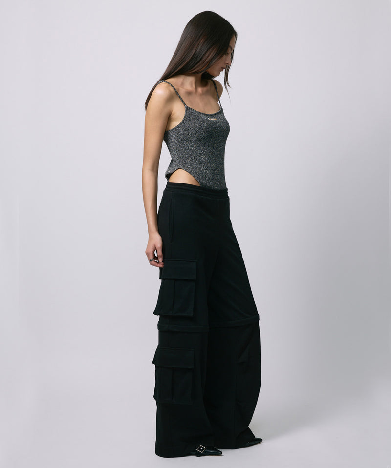 ZIP SWEAT CARGO PANTS / BLACK