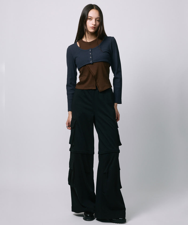 ZIP SWEAT CARGO PANTS / BLACK