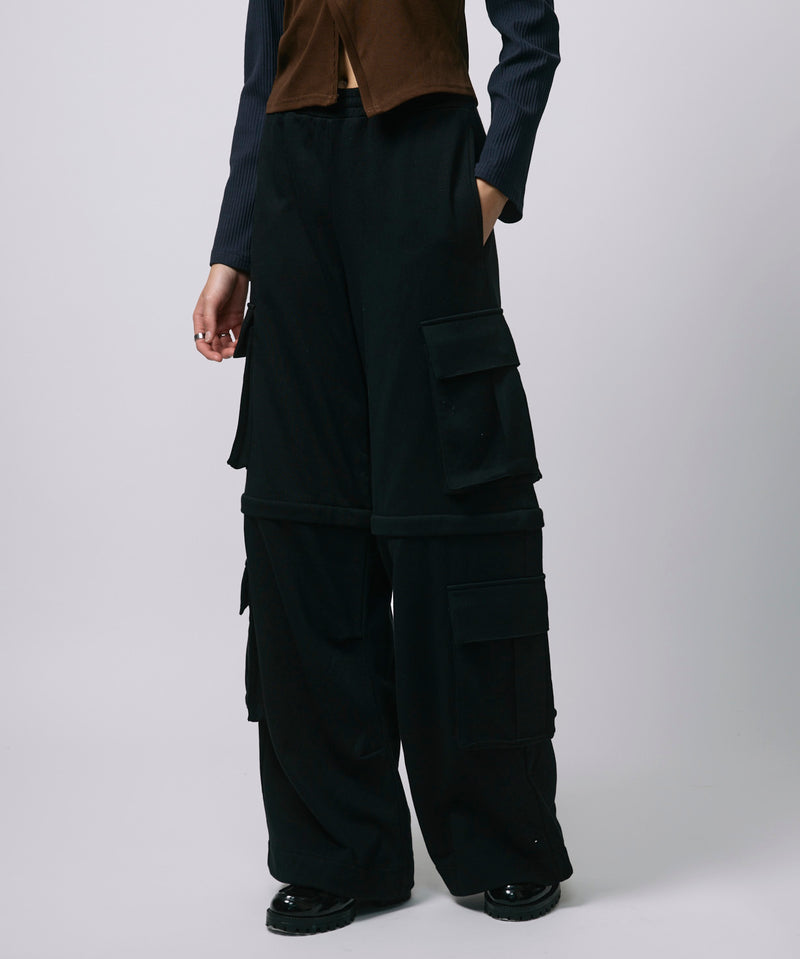 ZIP SWEAT CARGO PANTS / BLACK